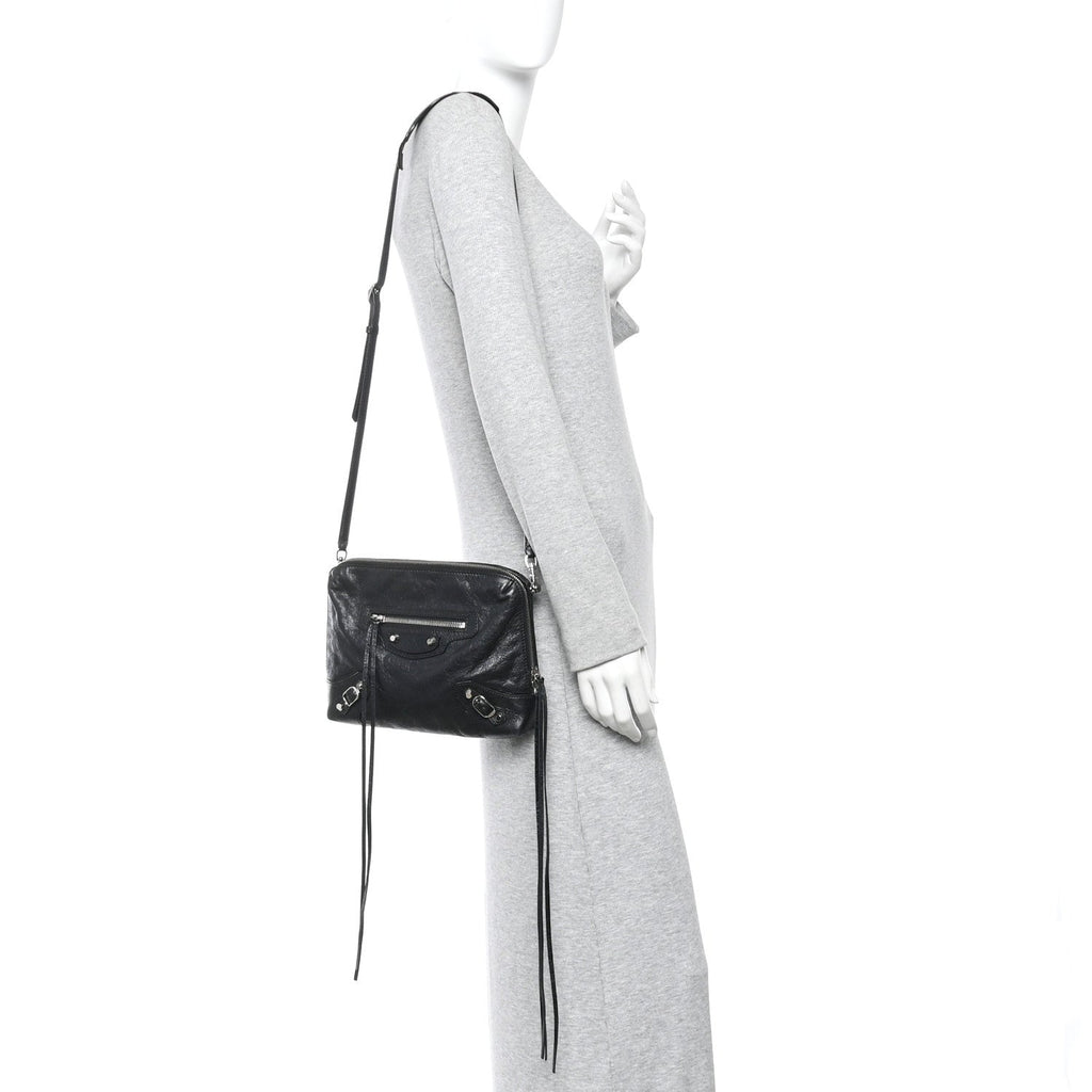 Agneau Classic Hardware XS Reporter Crossbody Black