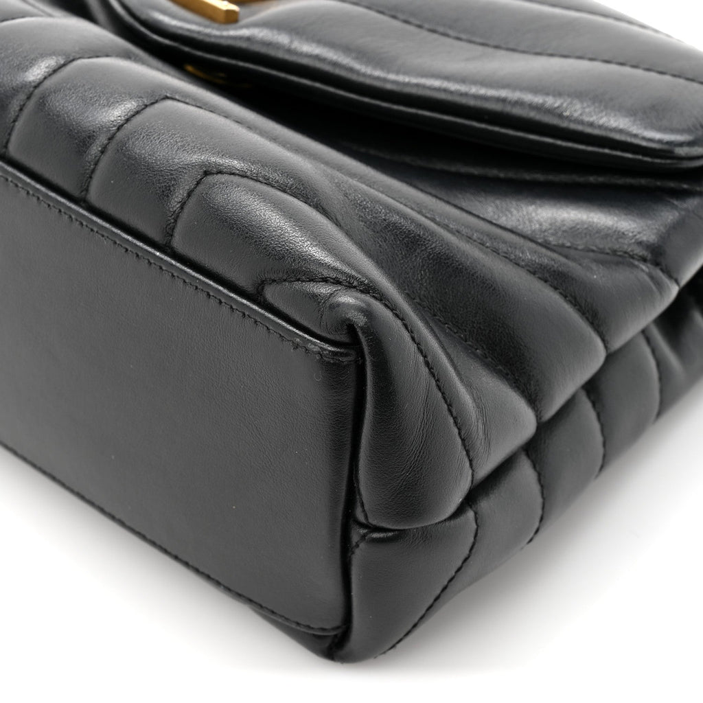 Calfskin Y Quilted Monogram Small Loulou Chain Satchel Black