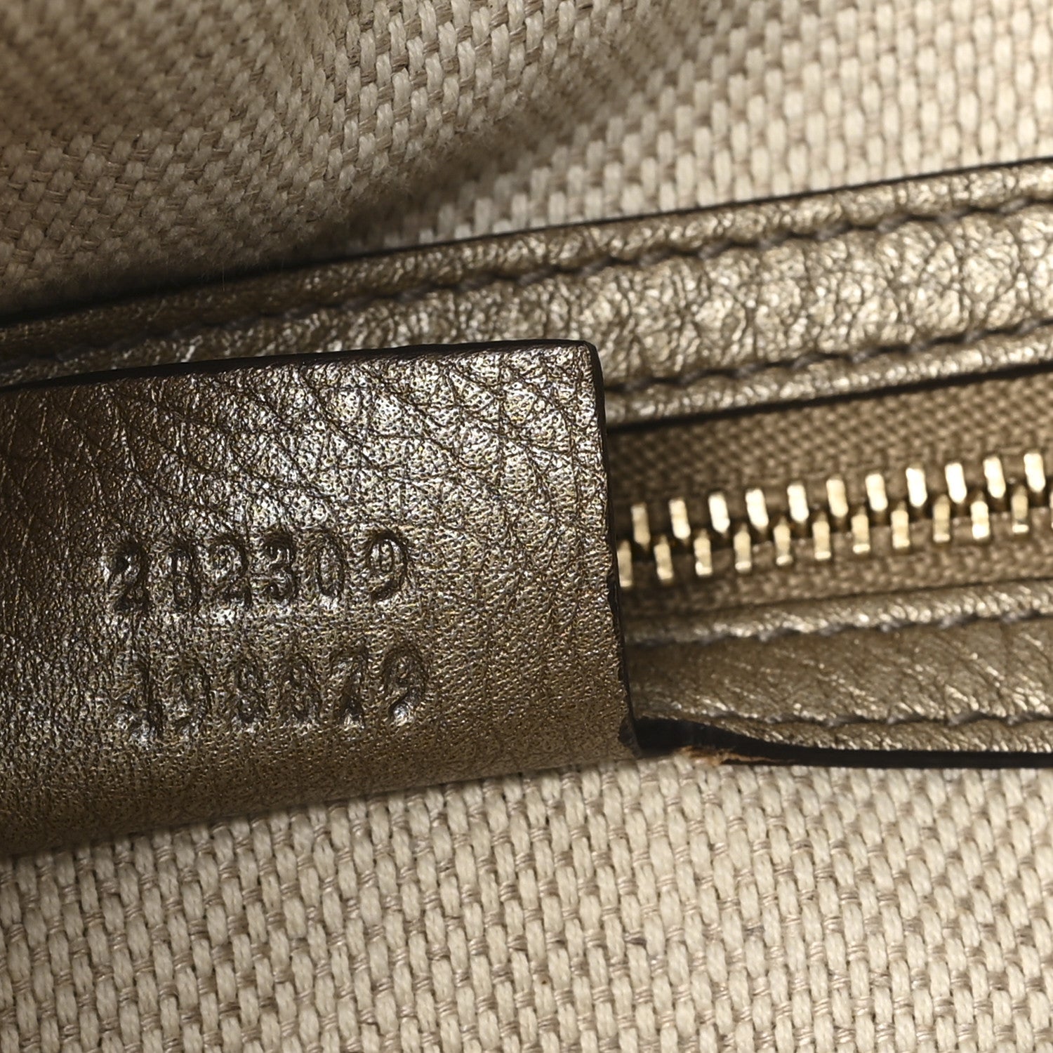 Metallic Pebbled Calfskin Medium Soho Shoulder Bag Golden Beige