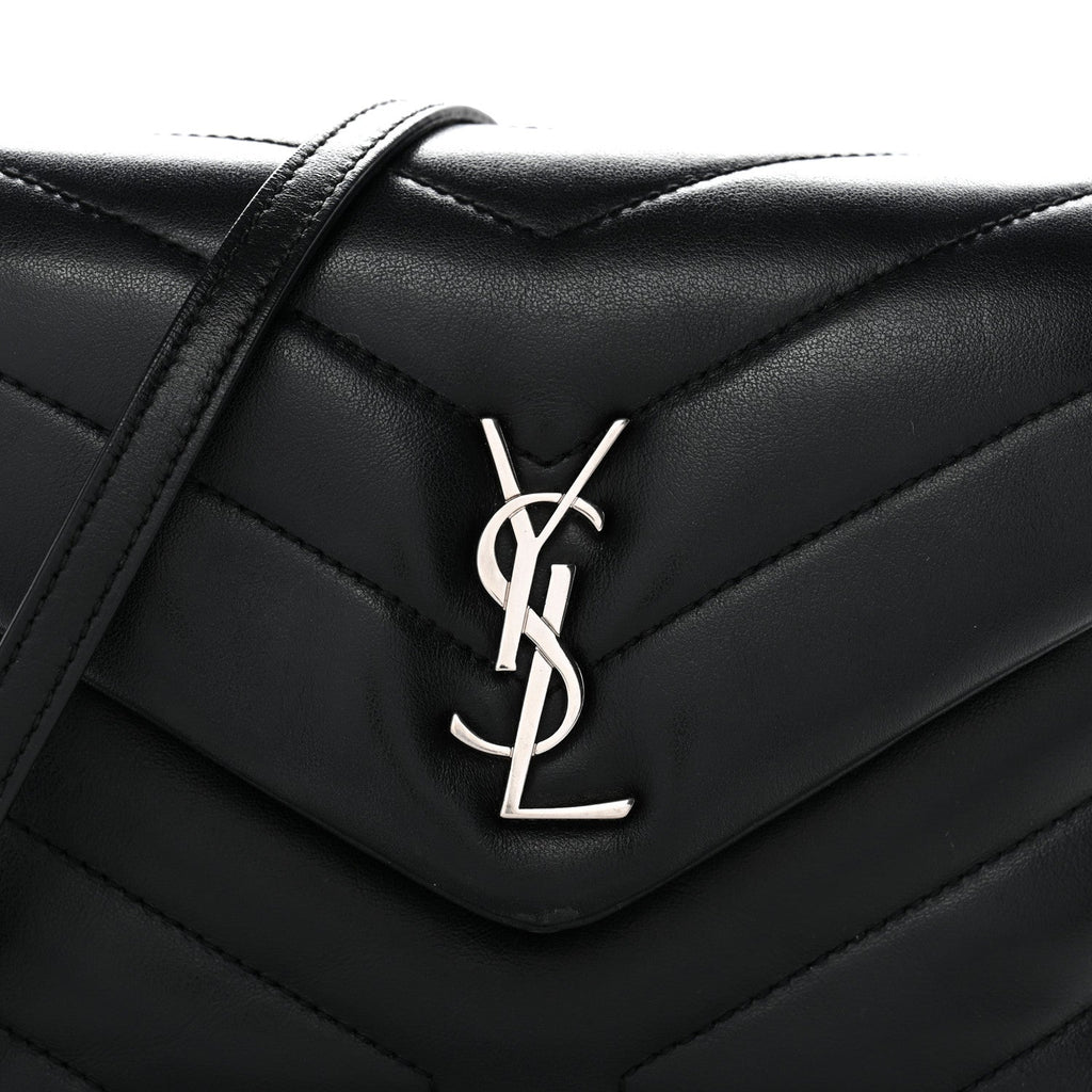 Calfskin Y Quilted Monogram Toy Loulou Crossbody Bag Black