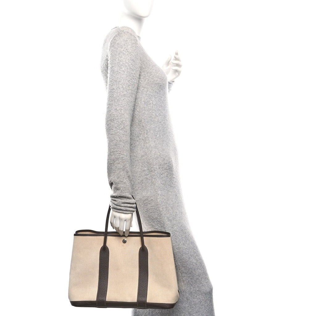Toile Buffle Gala Garden Party Tote 36 MM Marron Fonce
