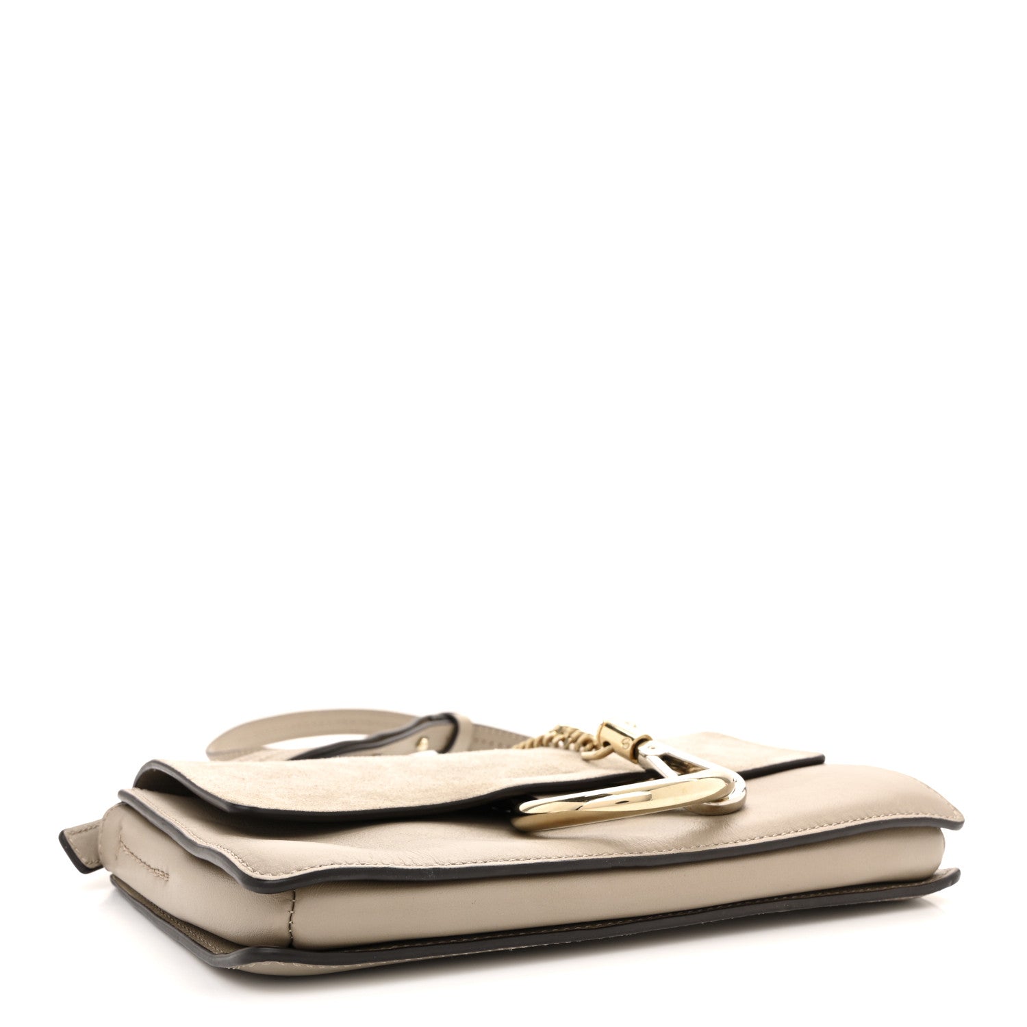Suede Calfskin Small Faye Shoulder Bag Motty Grey