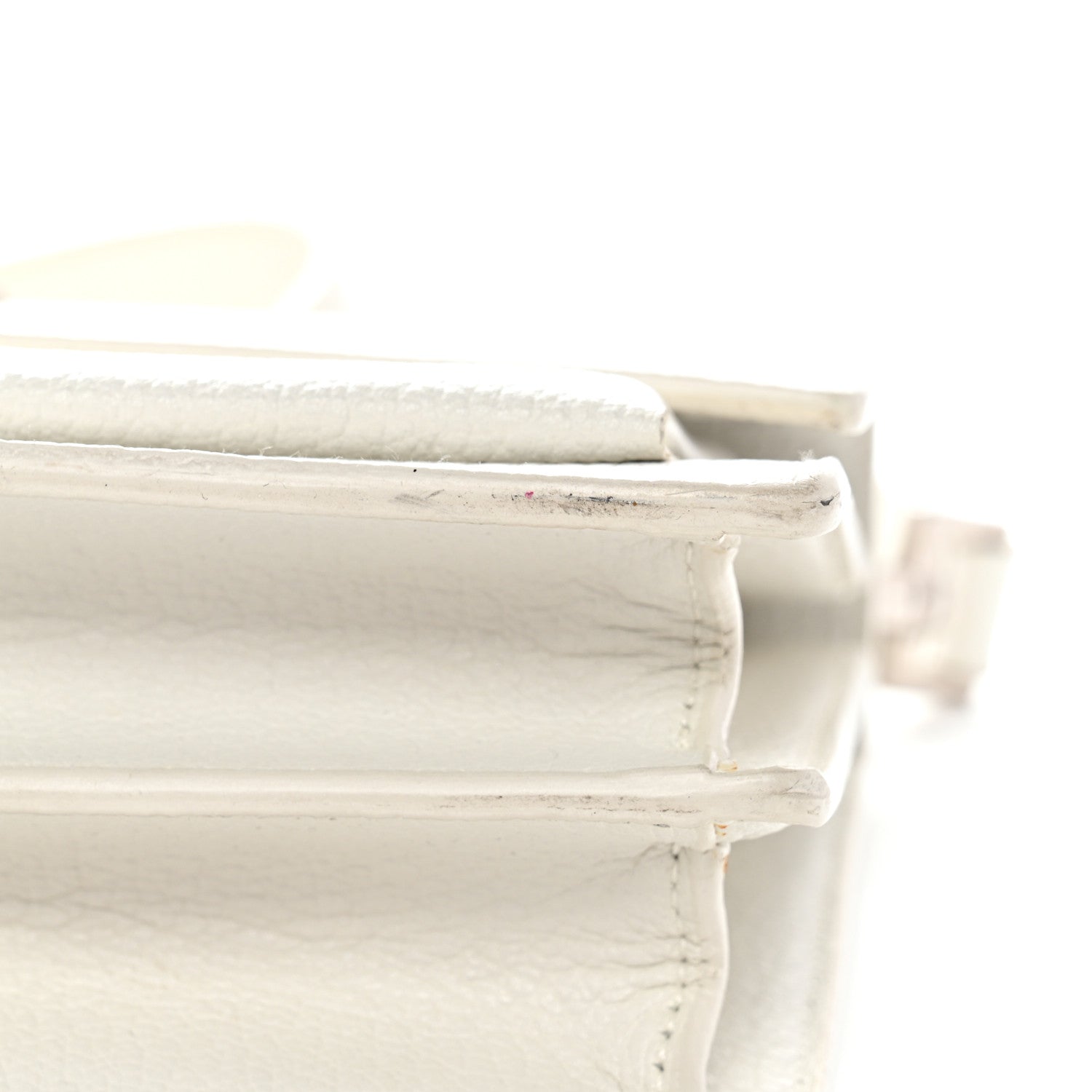 Grained Calfskin Medium Monogram Sunset Satchel White