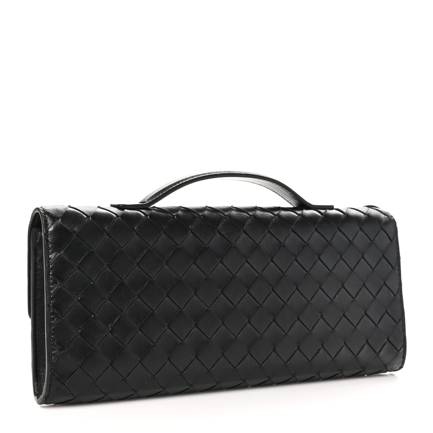 Nappa Intrecciato Long Andiamo Top Handle Clutch Black