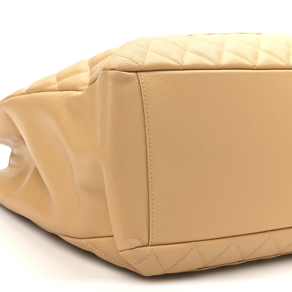 Caviar Quilted Grand Shopping Tote GST Beige