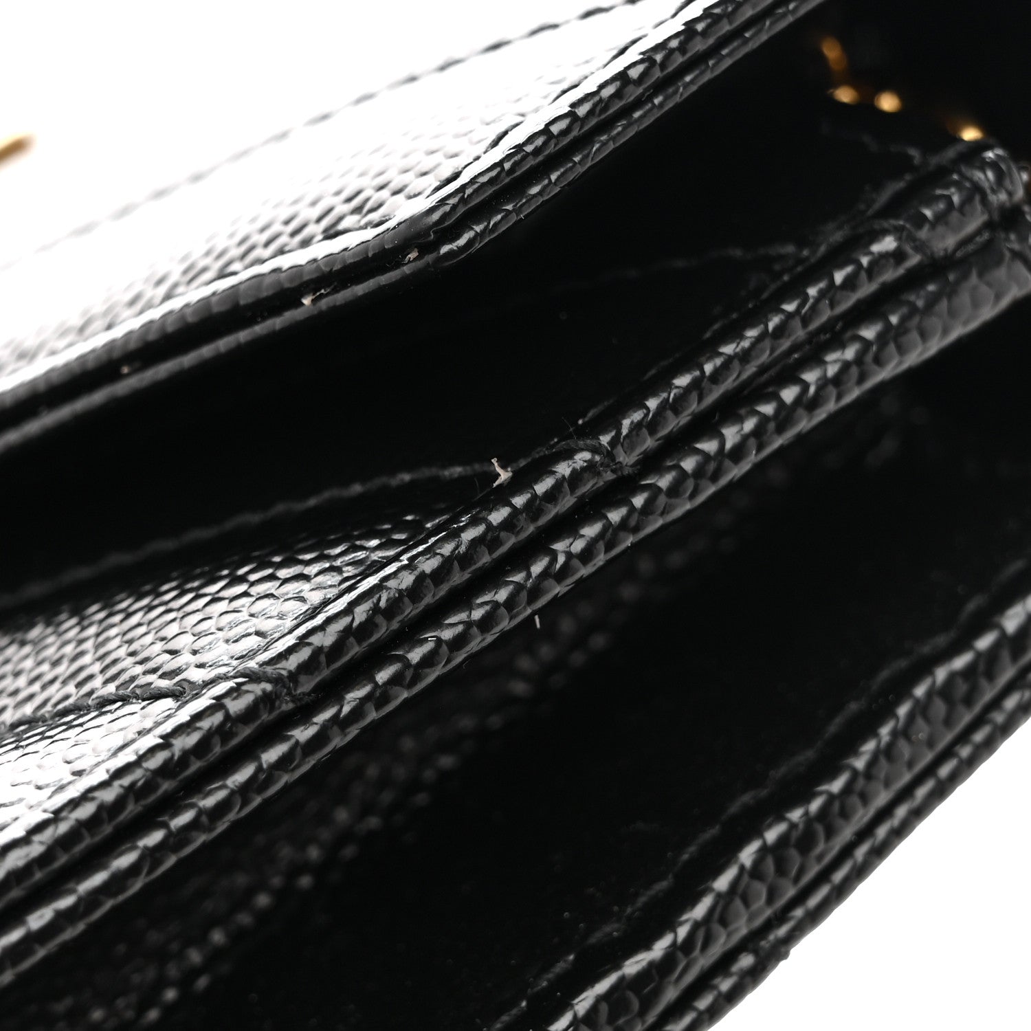 Grain De Poudre Matelasse Chevron Monogram Envelope Chain Wallet Black