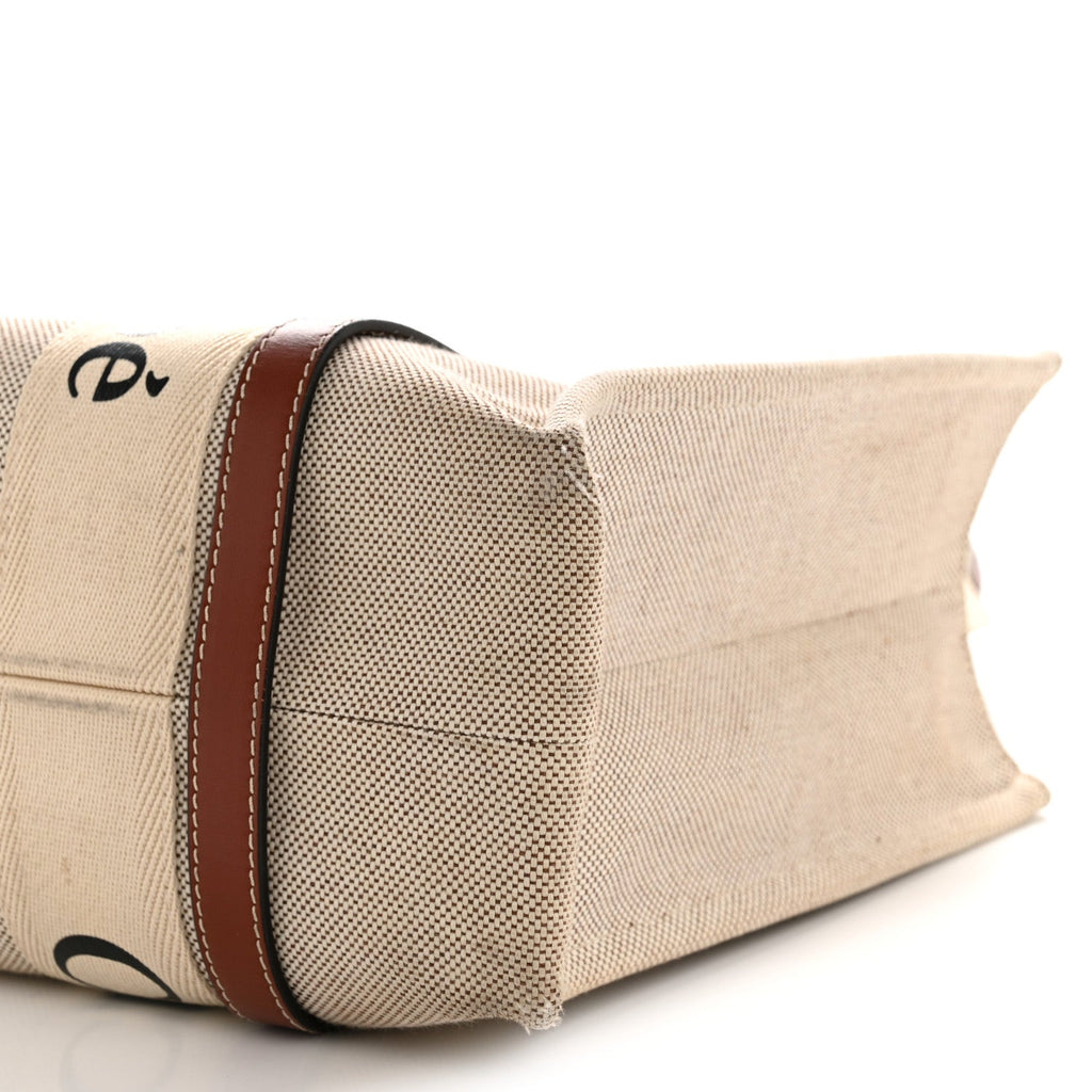 Cotton Calfskin Medium Woody Ribbon Tote White Brown
