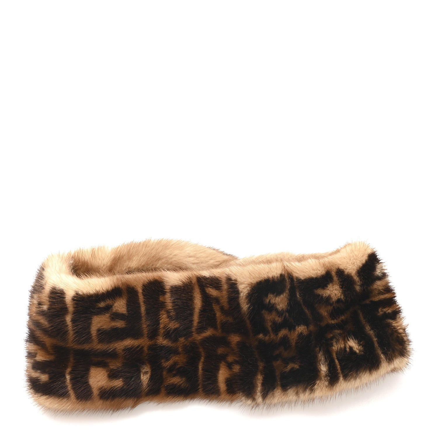 Mink Fur FF Logo Headband M Tobacco