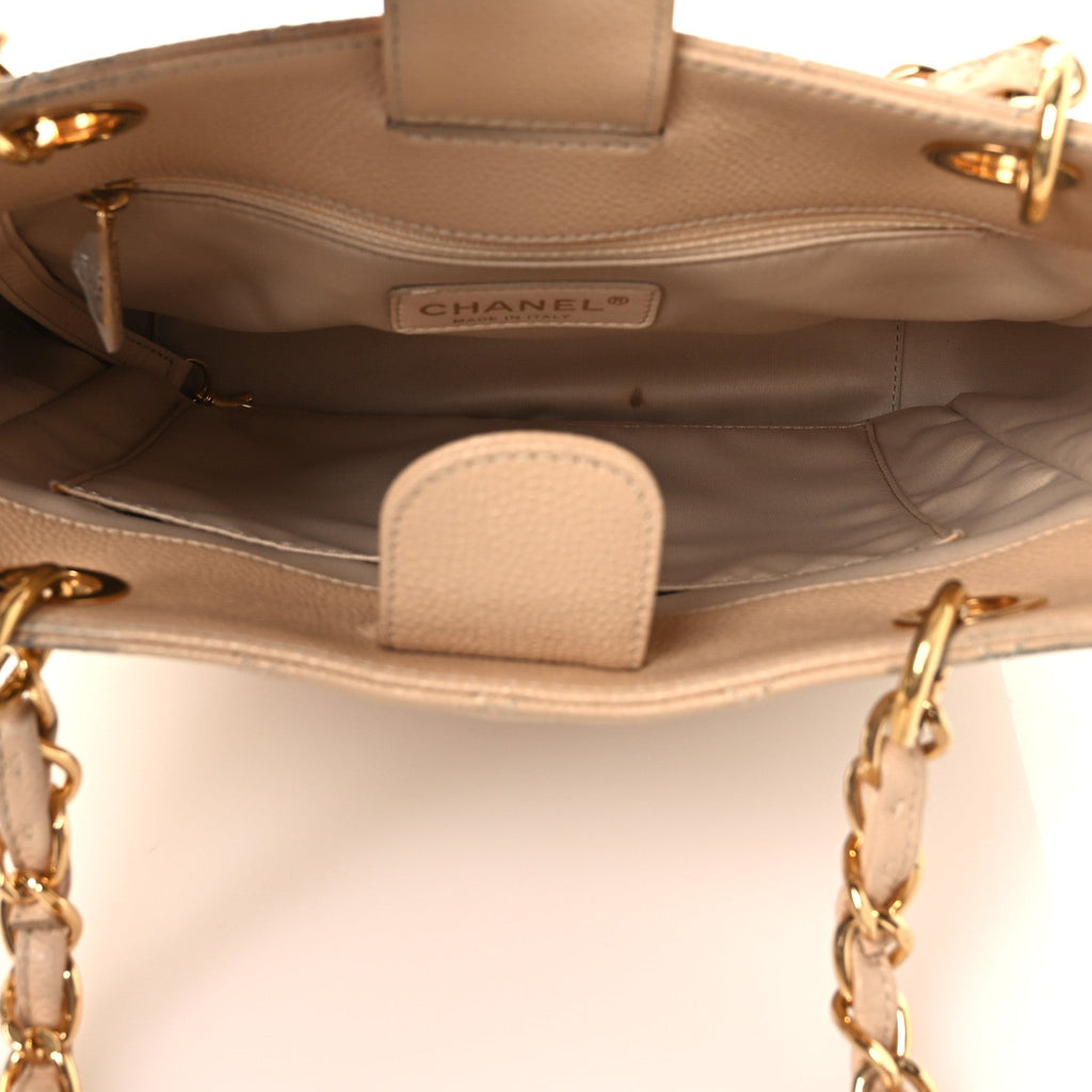 Caviar Quilted Petit Shopping Tote PST Beige Clair