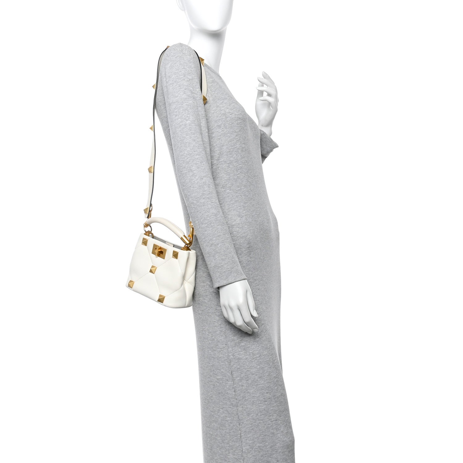 Nappa Mini Roman Stud The Handle Bag Ivory