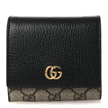 Dollar Calfskin GG Supreme Monogram Medium GG Marmont Wallet Black Beige Ebony
