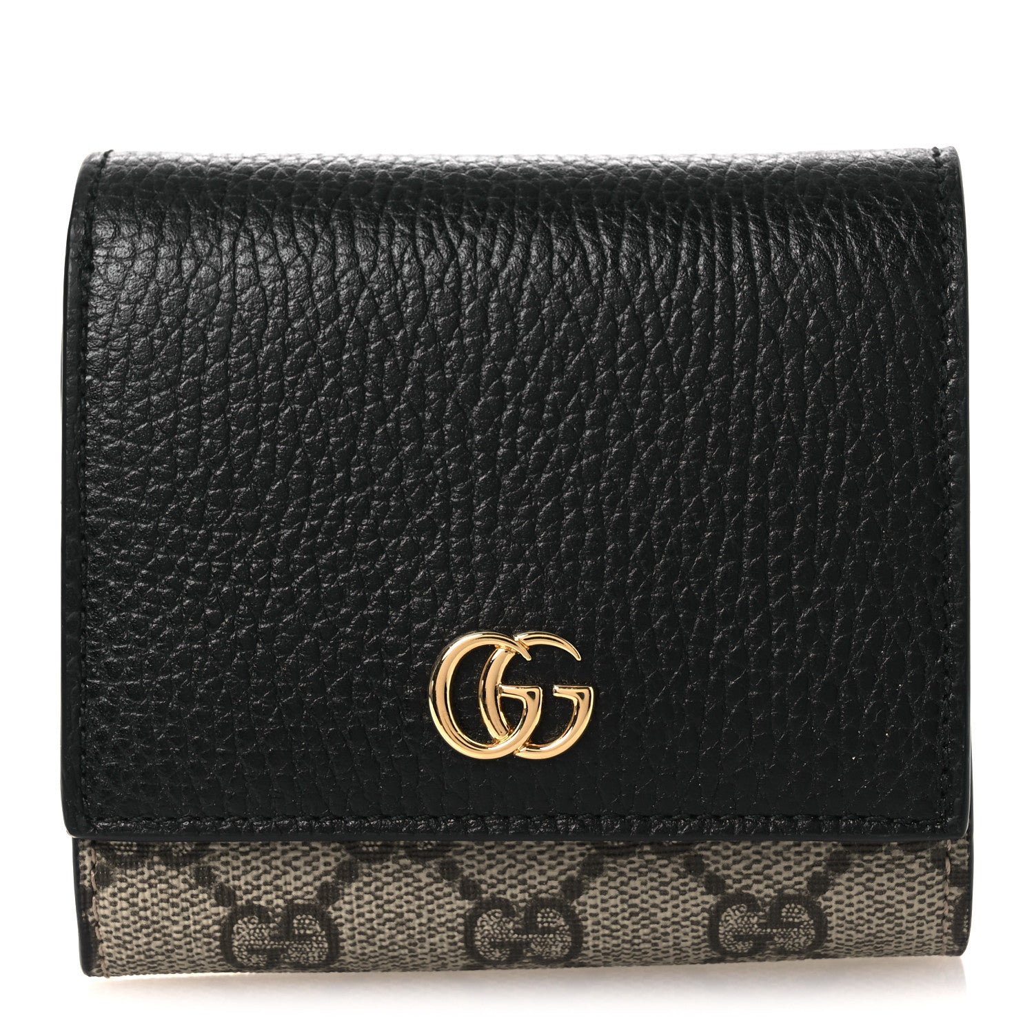 Dollar Calfskin GG Supreme Monogram Medium GG Marmont Wallet Black Beige Ebony
