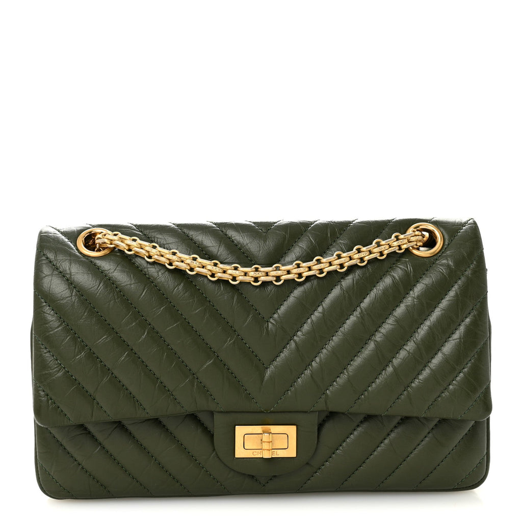Aged Calfskin Chevron Quilted 2.55 Reissue 225 Flap Green