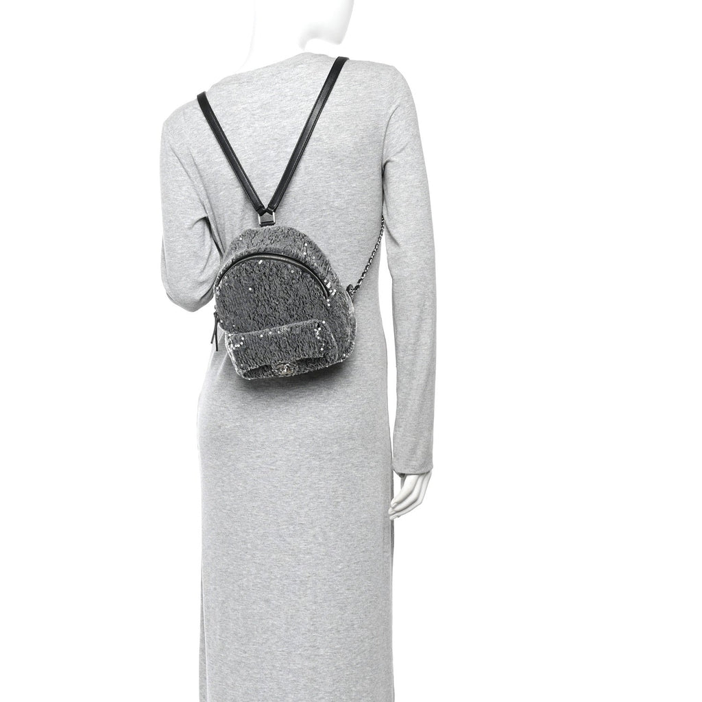 Sequin Waterfall Backpack Grey
