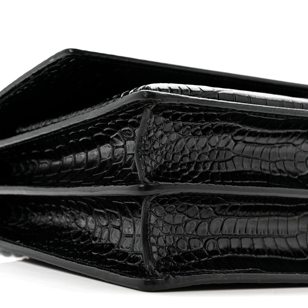 Calfskin Crocodile Embossed Medium Monogram Sunset Black