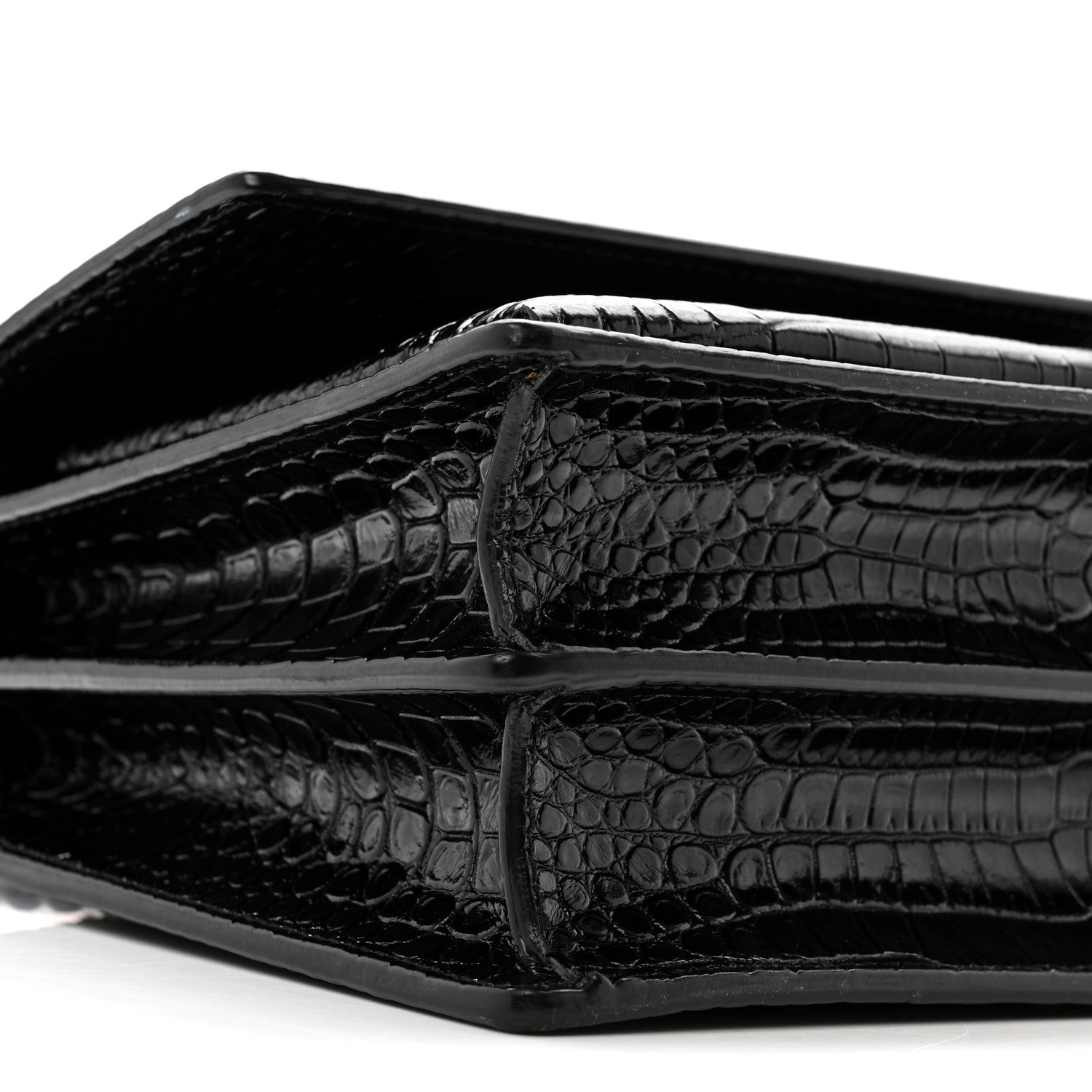 Calfskin Crocodile Embossed Medium Monogram Sunset Black