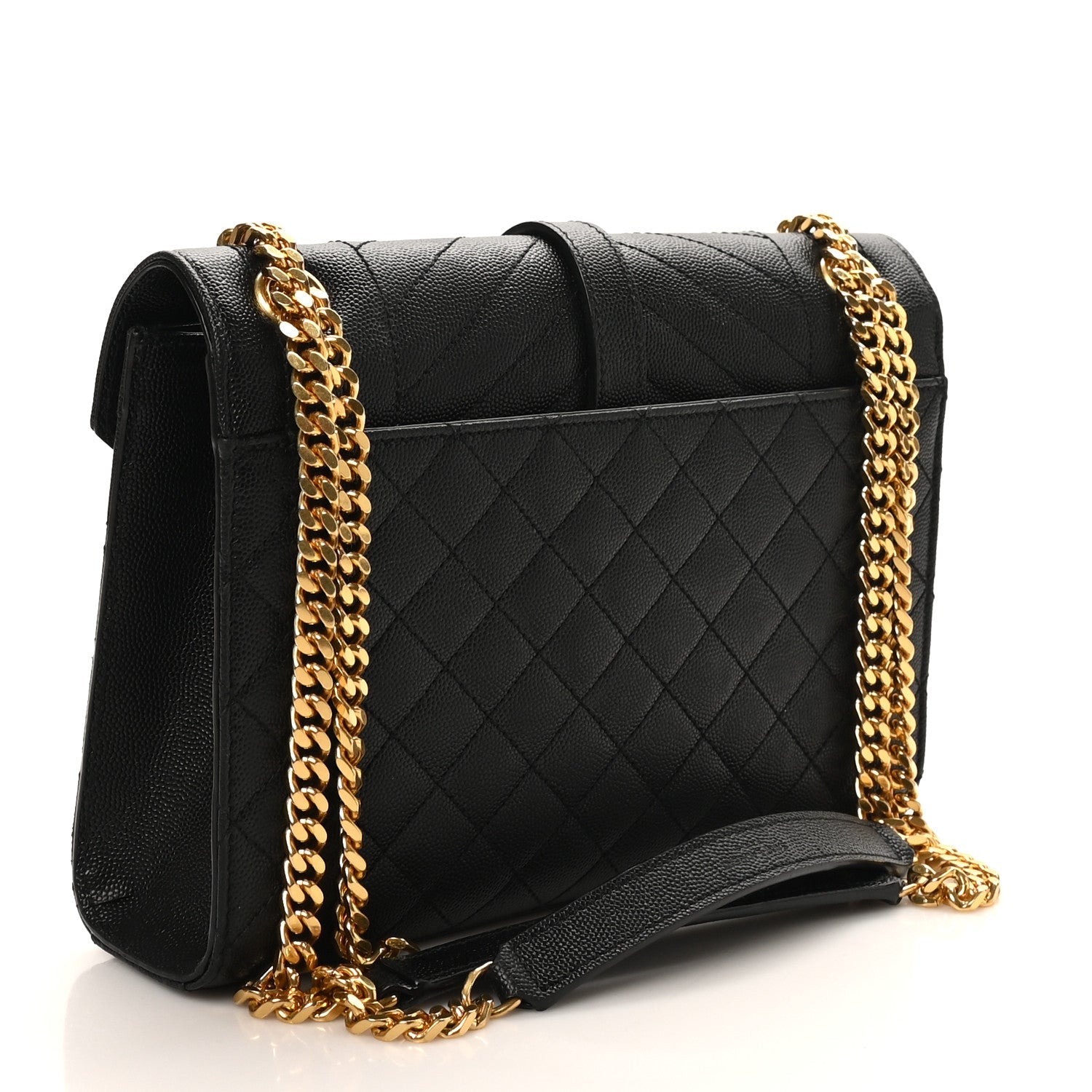 Grain De Poudre Textured Mixed Matelasse Triquilt Medium Monogram Satchel Black