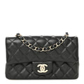 Lambskin Quilted Mini Rectangular Flap Black