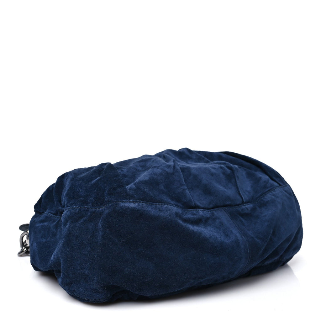 Suede Medium Icon Bit Shoulder Bag Blue