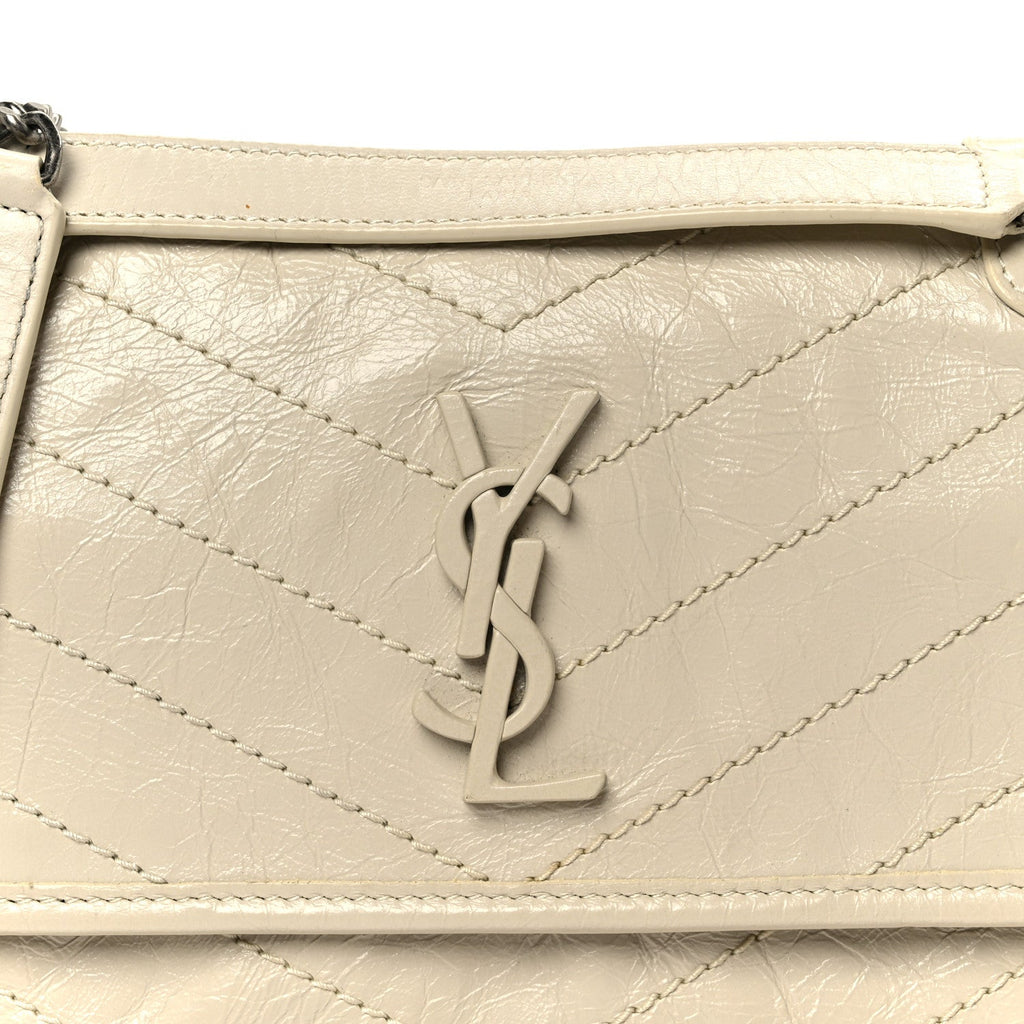 Crinkled Calfskin Matelasse Monogram Baby Niki Chain Satchel Crema Soft