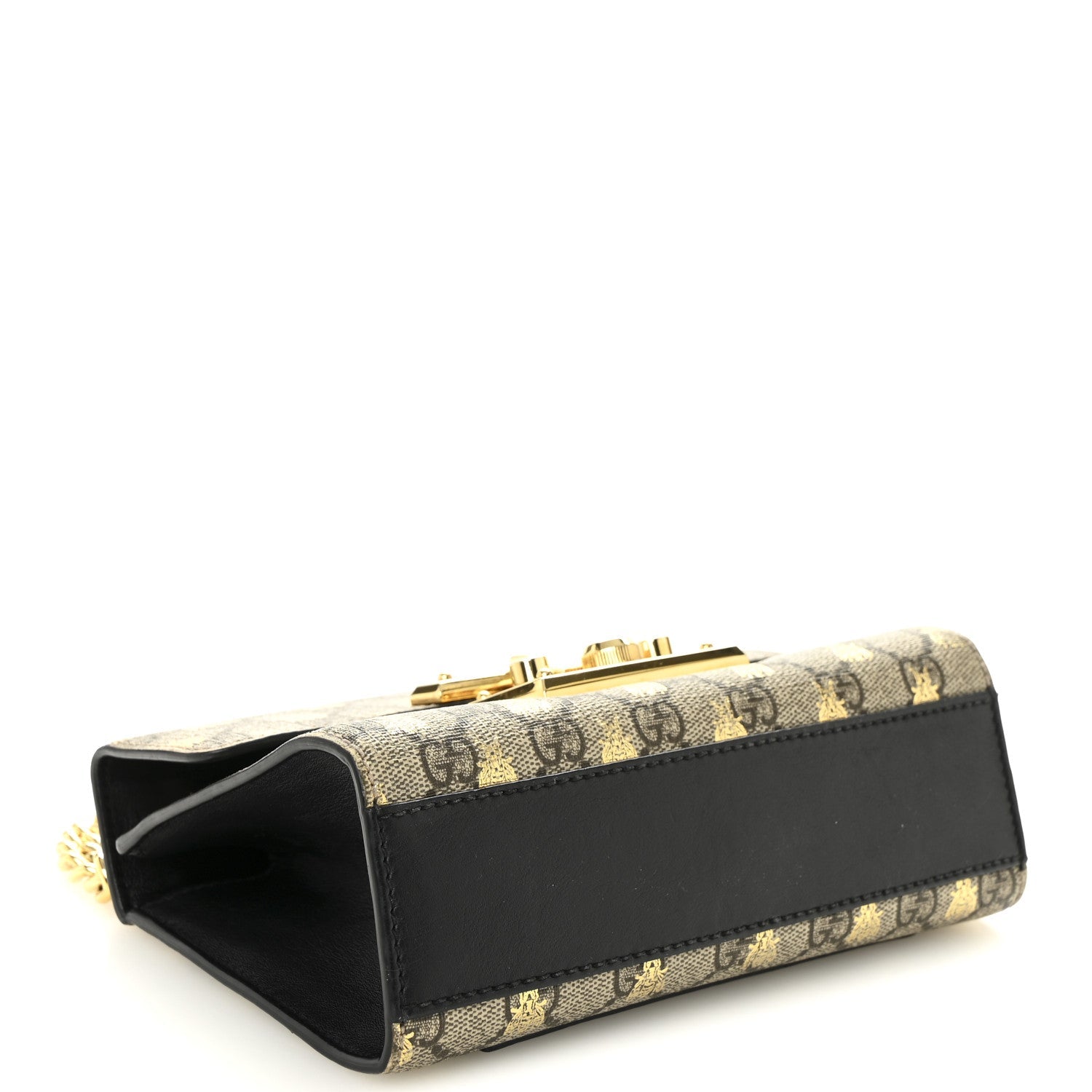 GG Supreme Monogram Bees Small Padlock Shoulder Bag Black