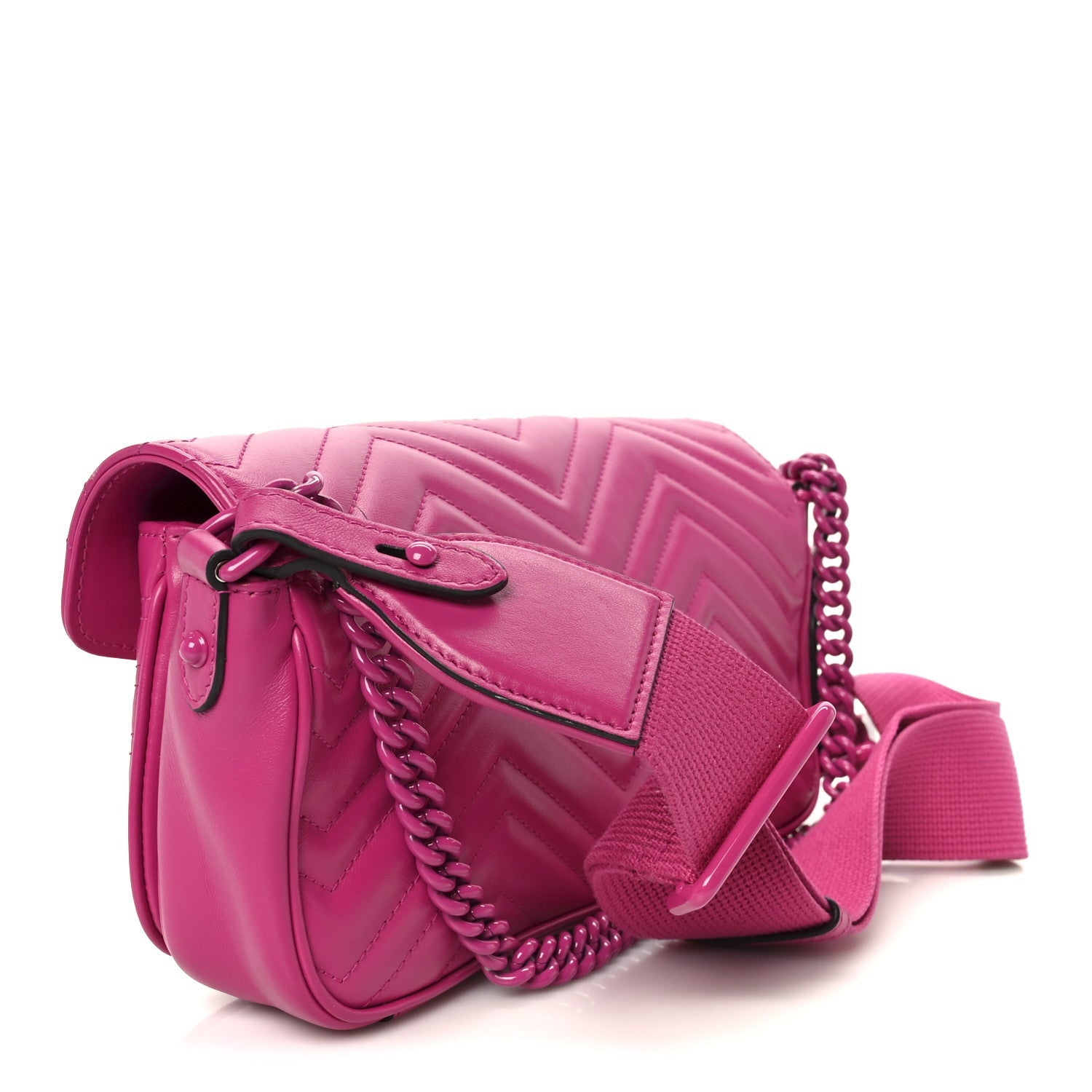 Calfskin Matelasse Monochrome GG Marmont Crossbody Shoulder Bag Classic Fuxia
