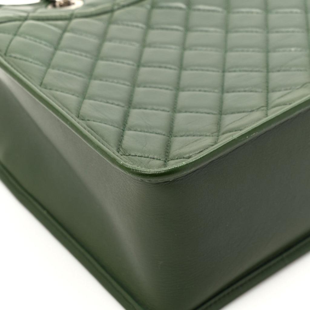 Aged Calfskin Quilted Large Working Vibe Camera Case Khaki