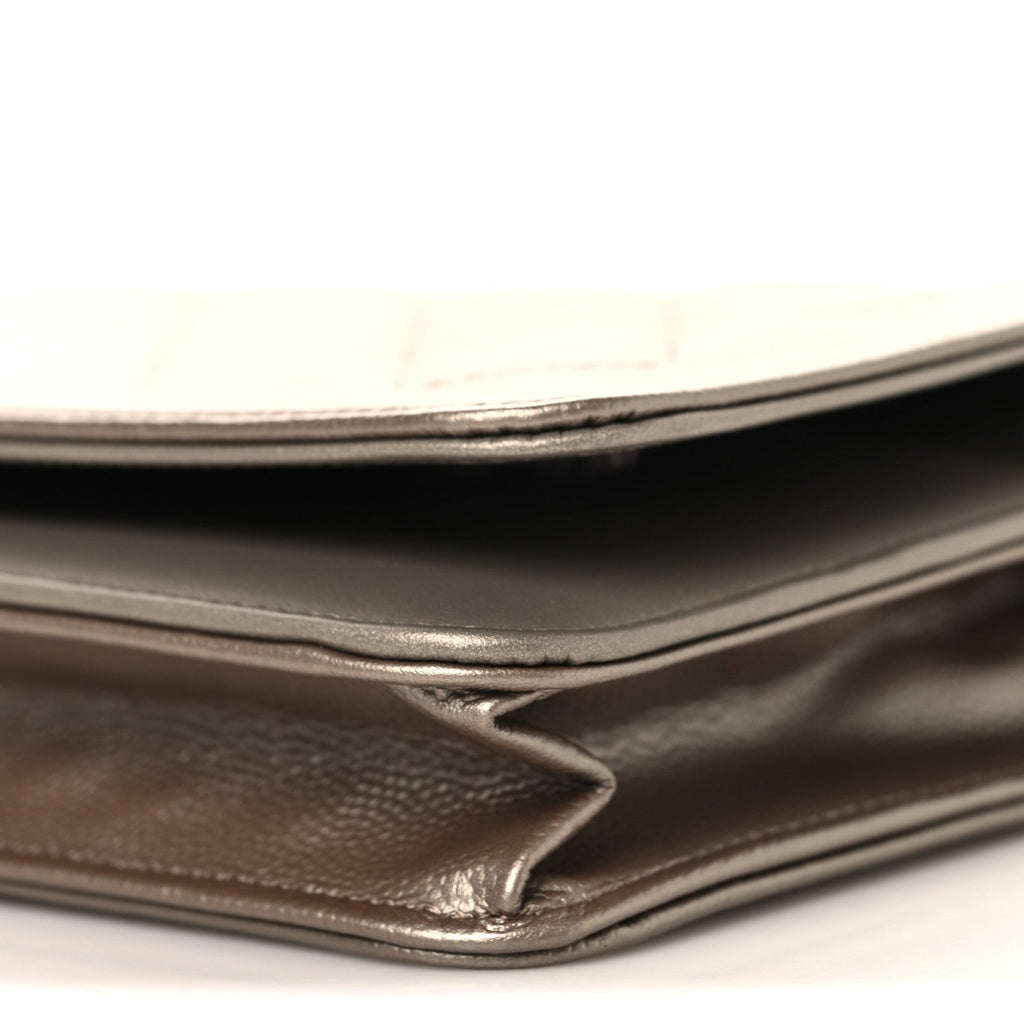 Metallic Caviar Quilted Boy Wallet On Chain WOC Copper
