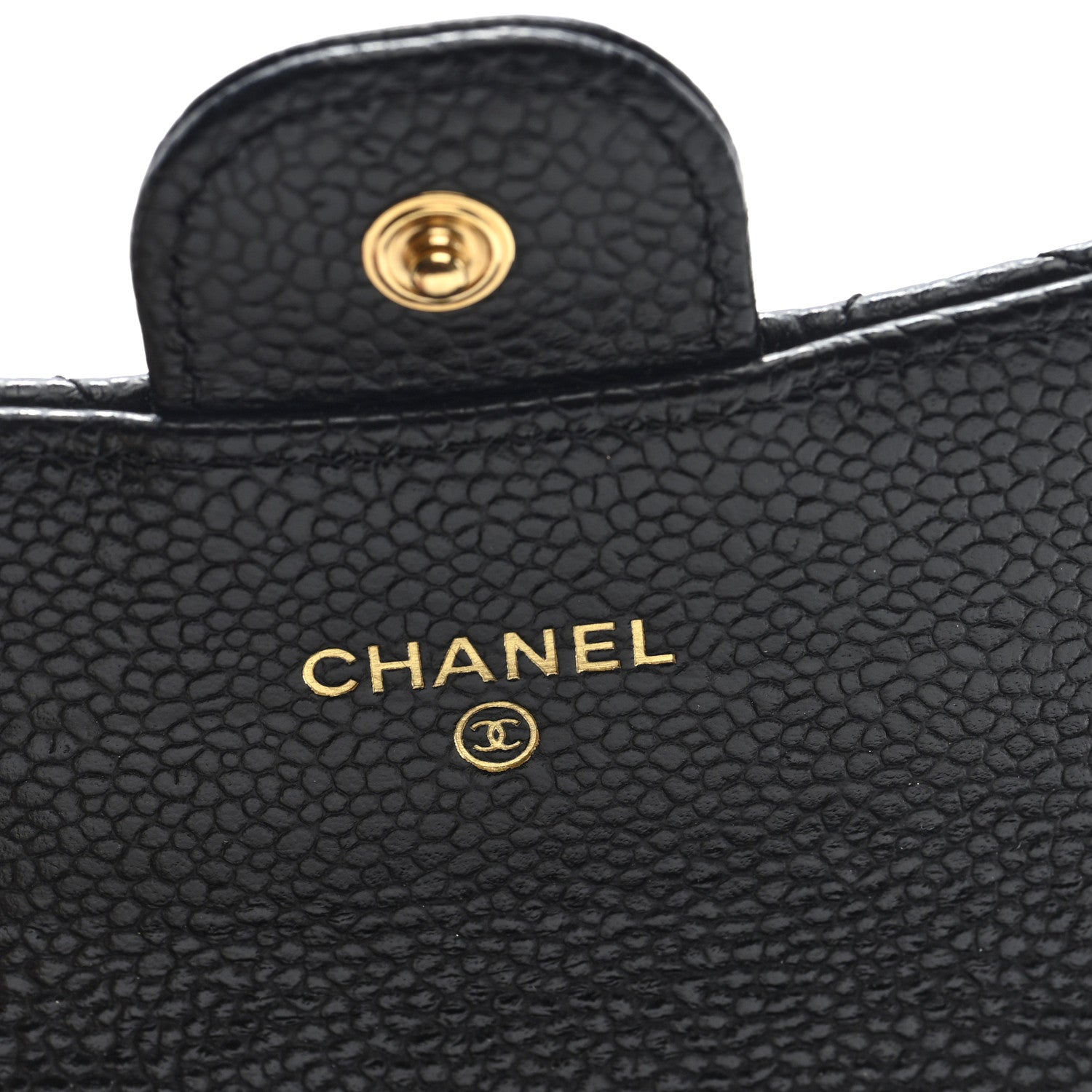 Caviar Quilted Flap  Holder Wallet Black