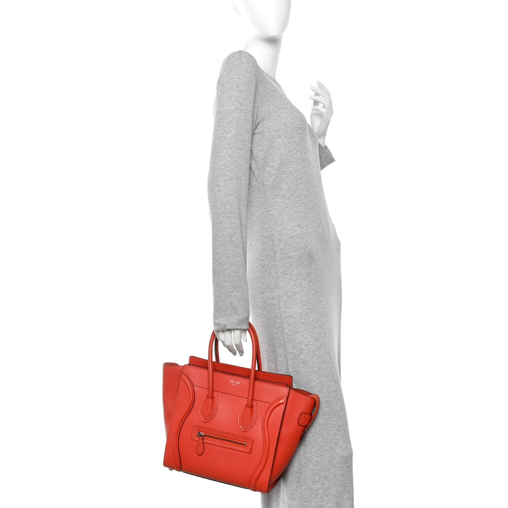 Drummed Calfskin Micro Luggage Vermillion