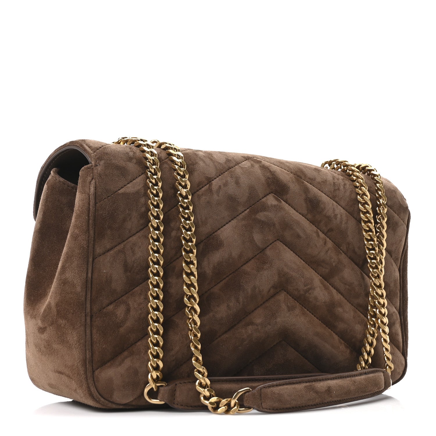 Suede Chevron Quilted Medium LouLou Bark Brown