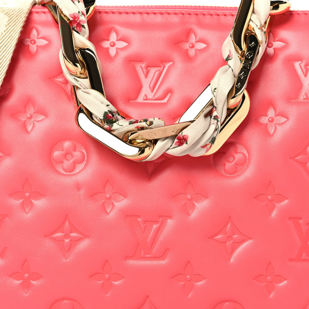 Lambskin Embossed Monogram Coussin PM Coral