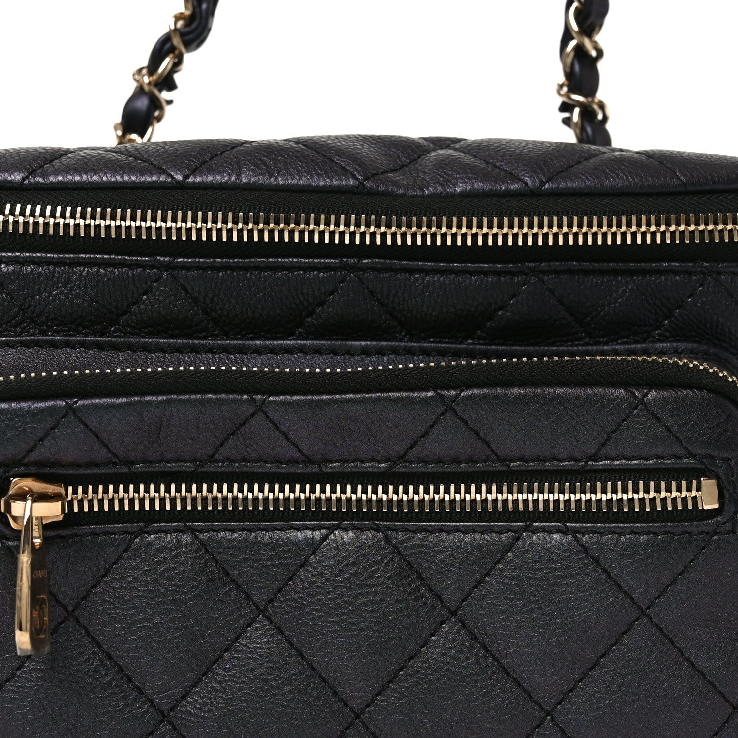 Iridescent Calfskin Quilted All About Waist Belt Bag Black