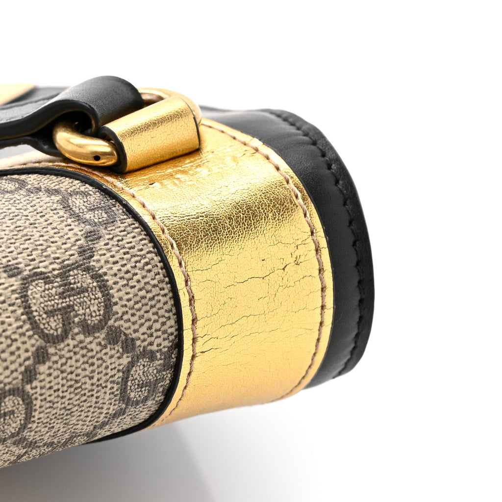 GG Supreme Monogram Small Osiride Shoulder Bag Black Gold