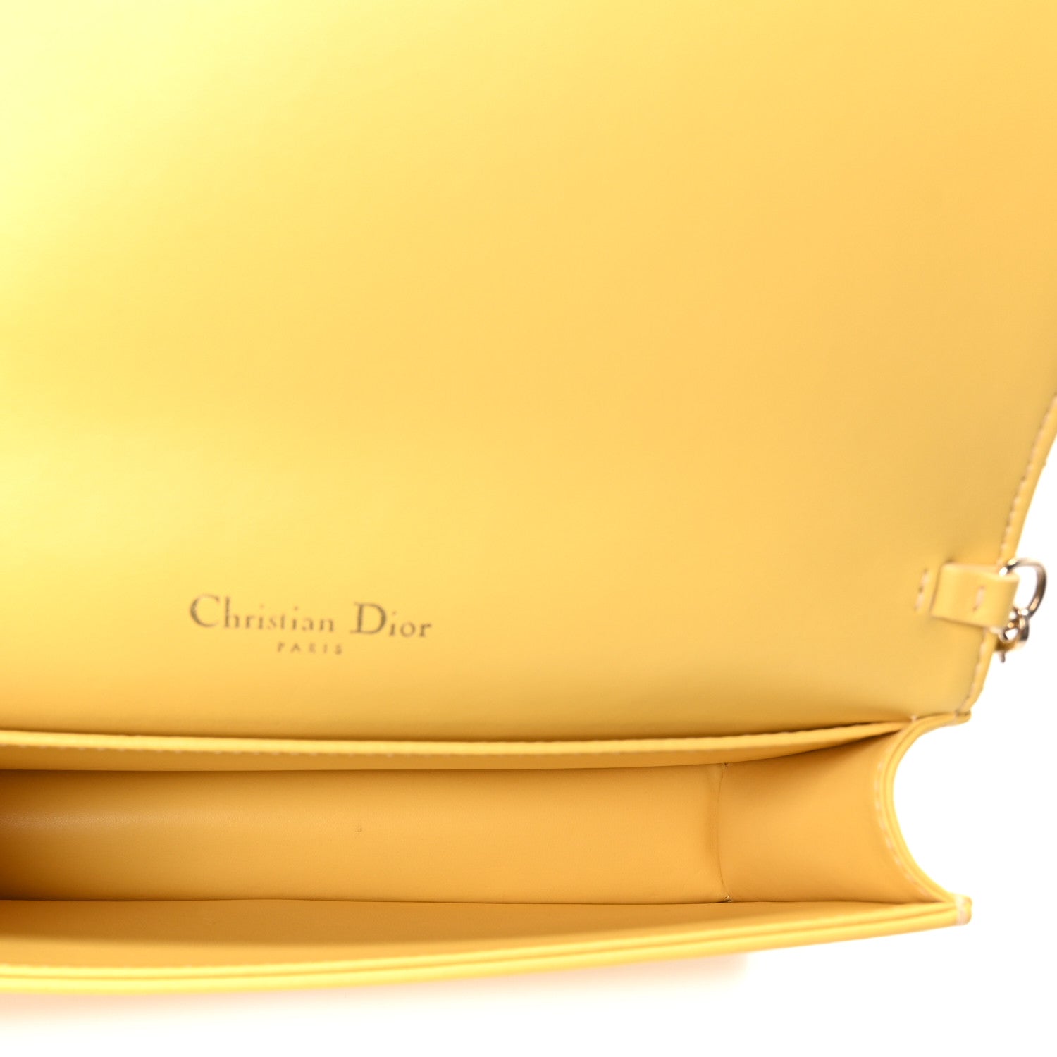Calfskin Satin Bead Embroidery Lady Dior Clutch Gold Yellow