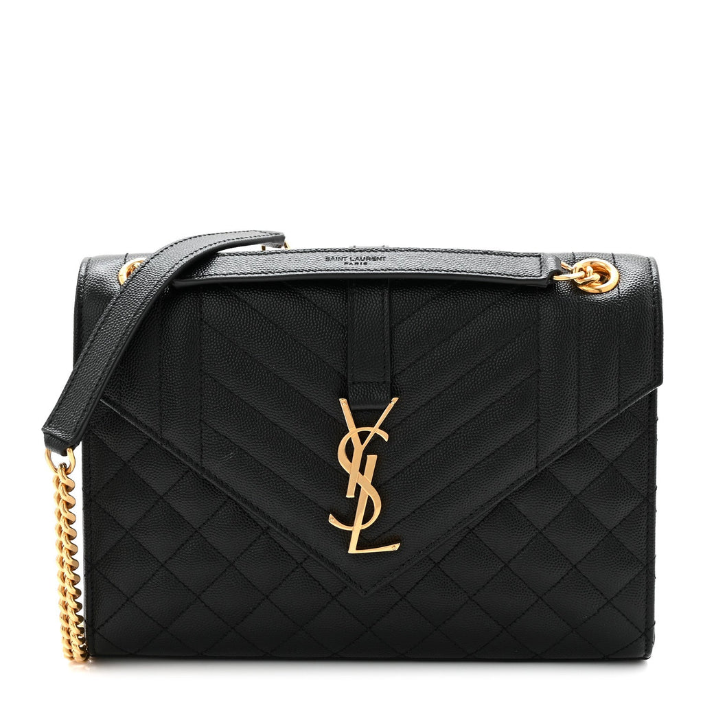 Grain De Poudre Textured Mixed Matelasse Triquilt Medium Monogram Satchel Black