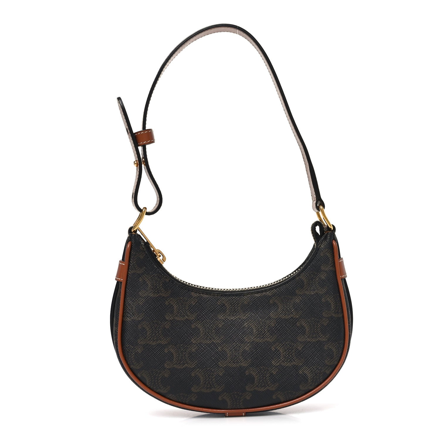 Canvas Calfskin Mini Ava Triomphe Shoulder Bag Tan