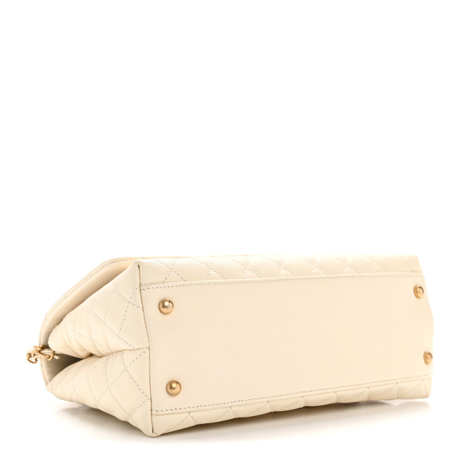 Caviar Lizard Quilted Small Coco Handle Flap Ivory