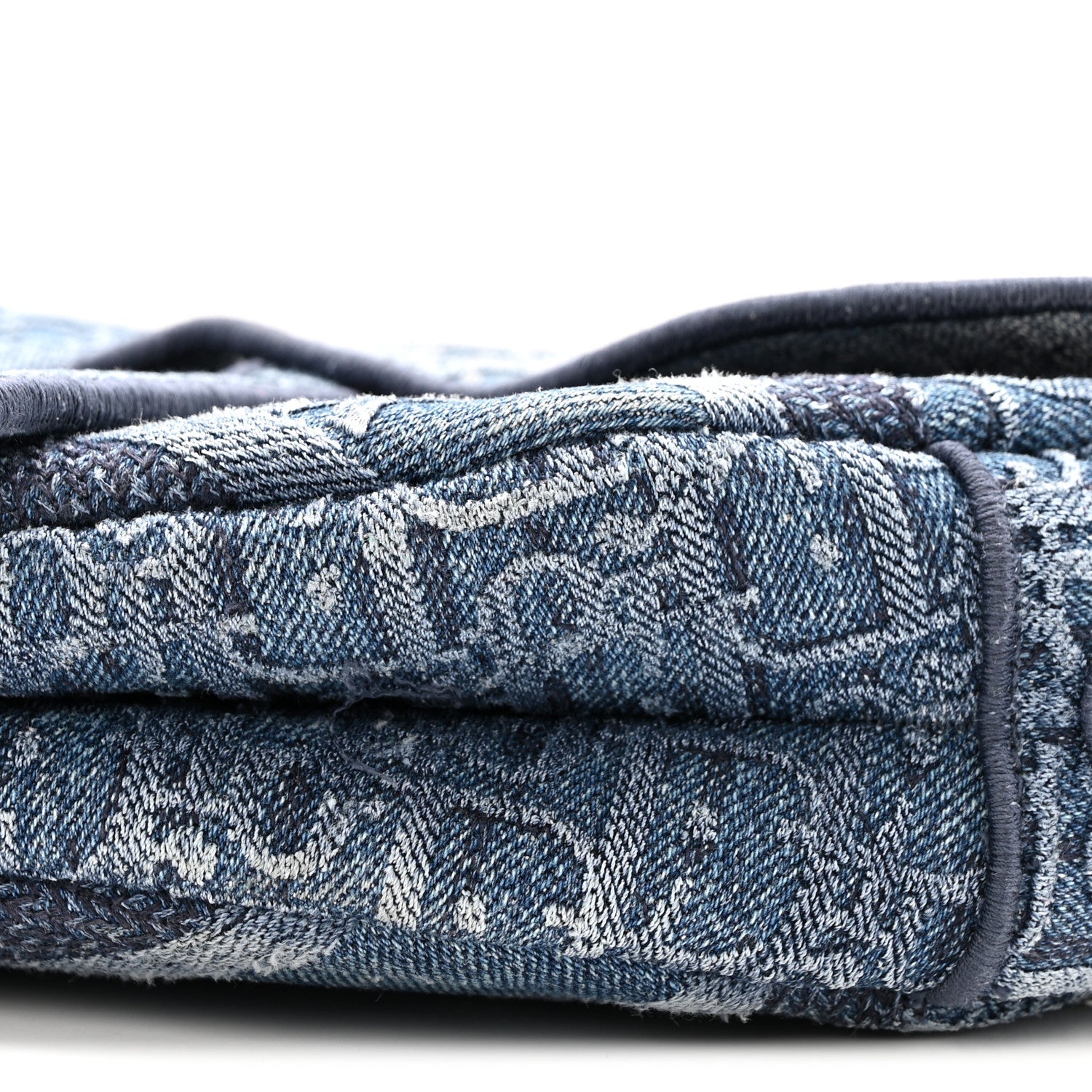 Oblique Embroidered Saddle Bag Denim Blue