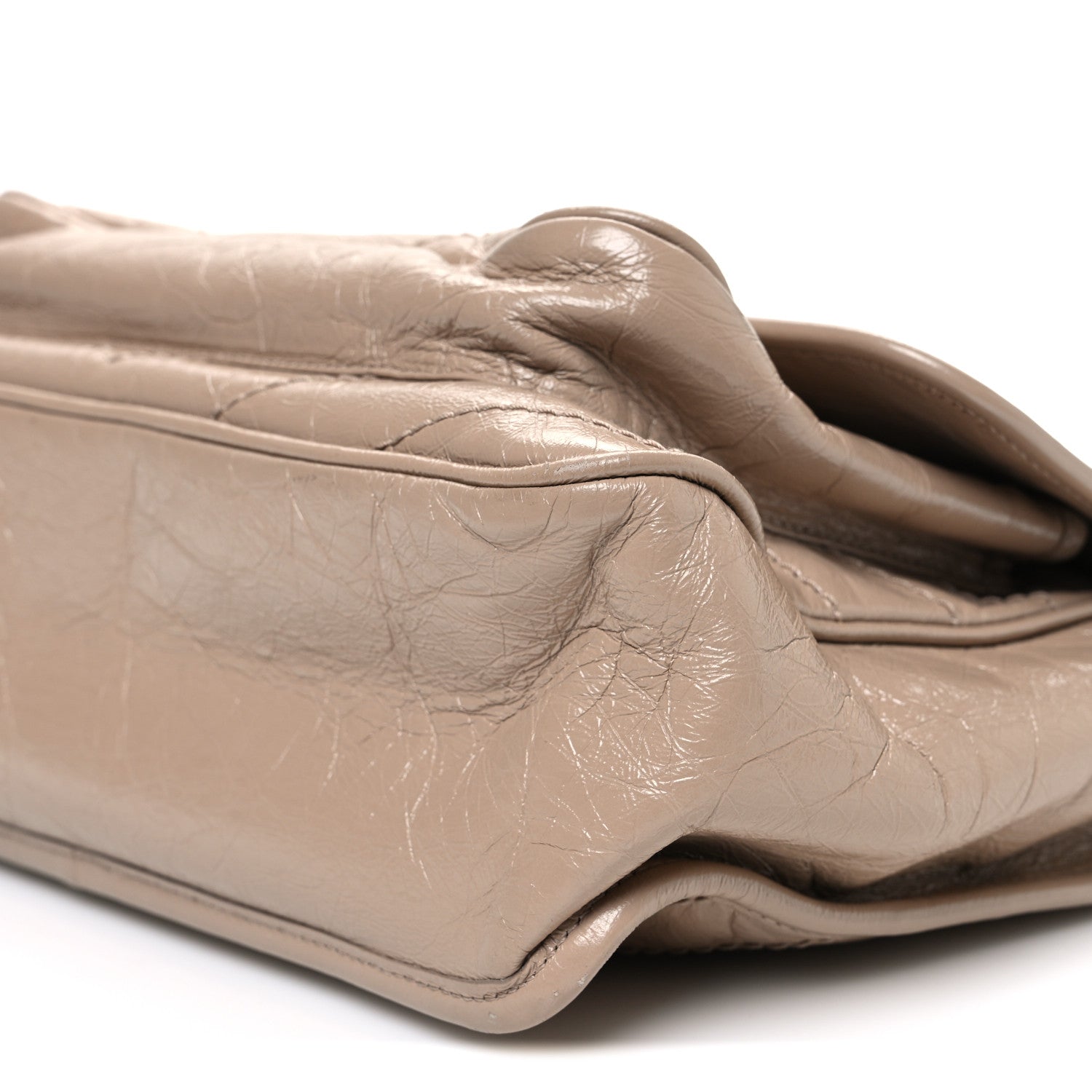 Crinkled Calfskin Matelasse Monogram Medium Niki Chain Satchel Light Taupe