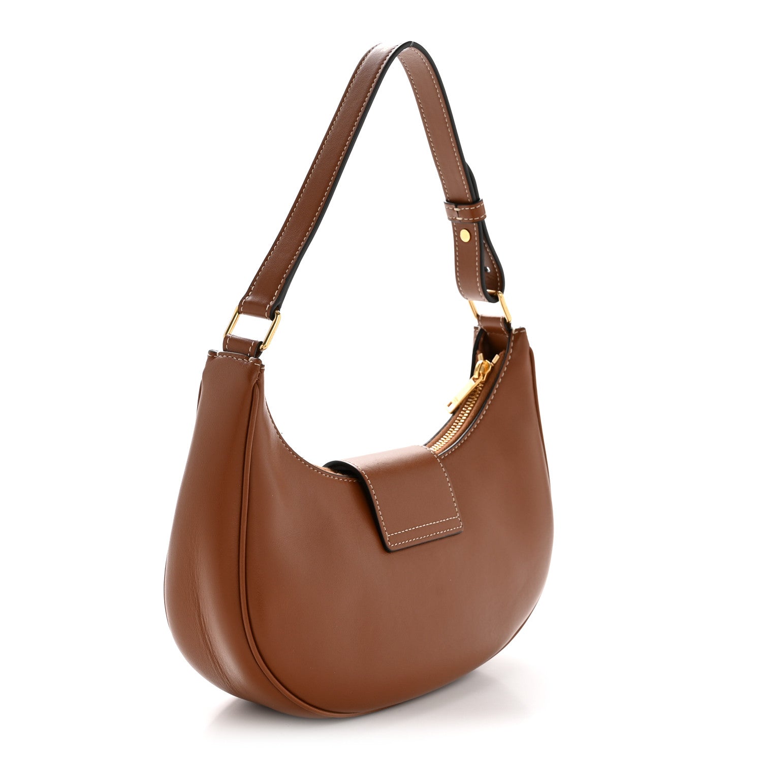 Smooth Calfskin Medium Strap Ava Triomphe Shoulder Bag Tan