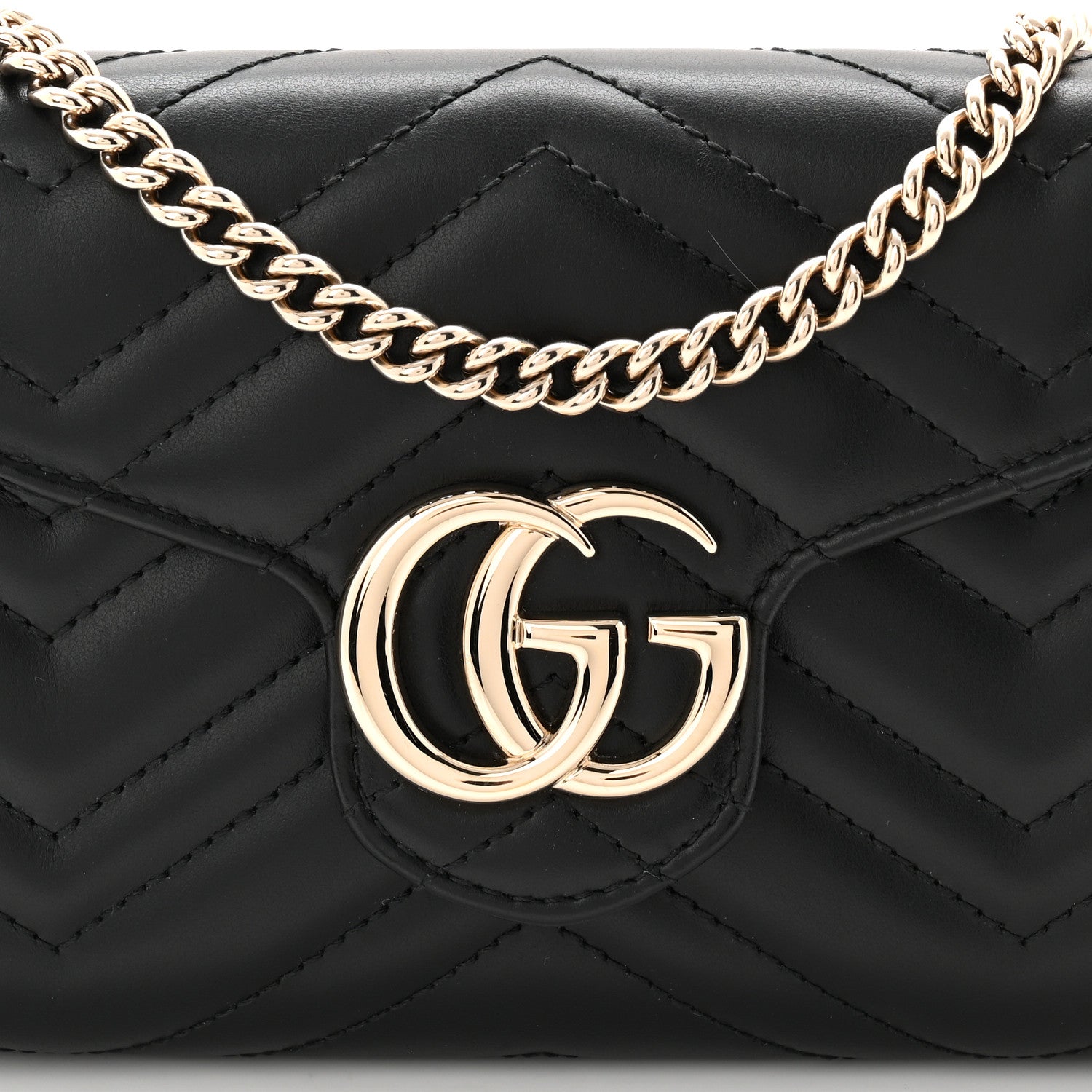 Calfskin Matelasse GG Marmont Wallet on Chain Black