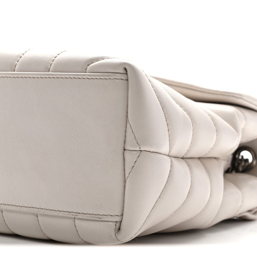Calfskin Y Quilted Monogram Small Loulou Chain Satchel Ivory