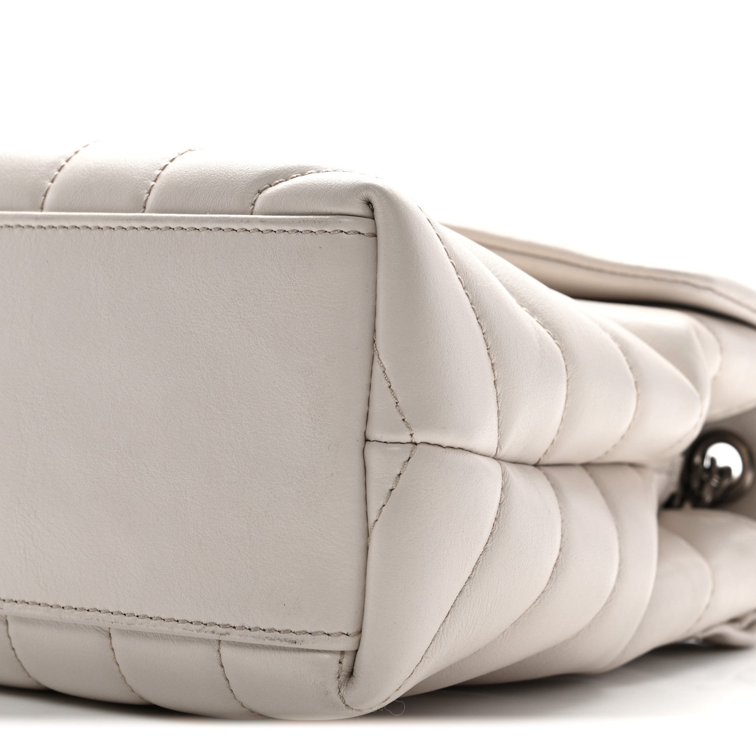 Calfskin Y Quilted Monogram Small Loulou Chain Satchel Ivory