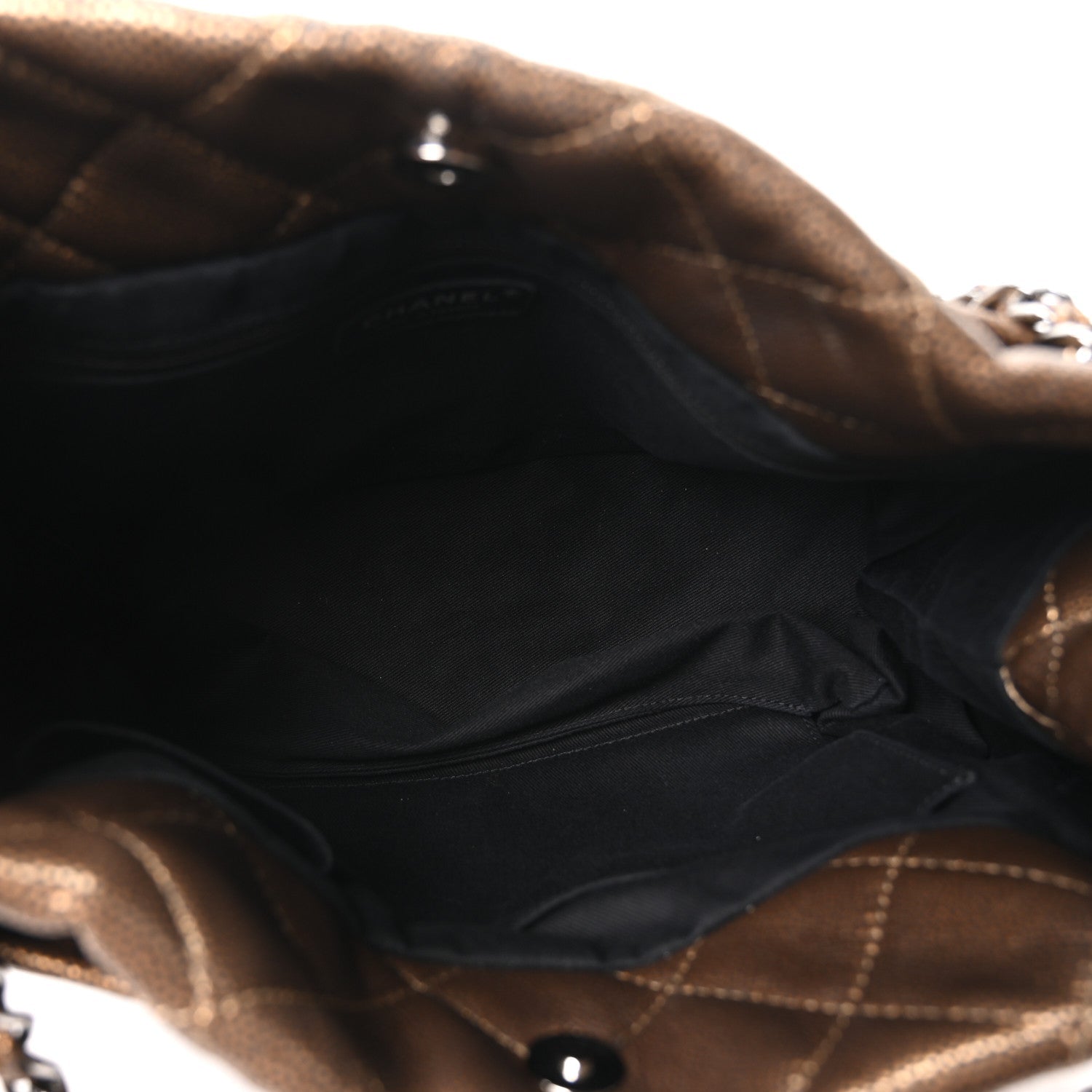 Metallic Caviar Quilted Large Timeless CC Soft Tote Bronze