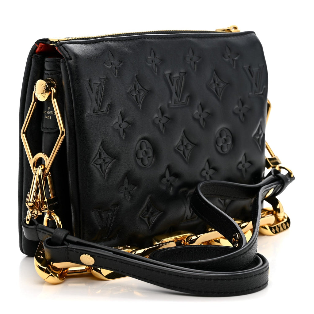 Lambskin Embossed Monogram Coussin BB Black