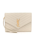 Grain De Poudre Matelasse Chevron Monogram Envelope Clutch Crema Soft
