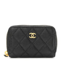 Caviar Quilted Zip Coin Purse Black