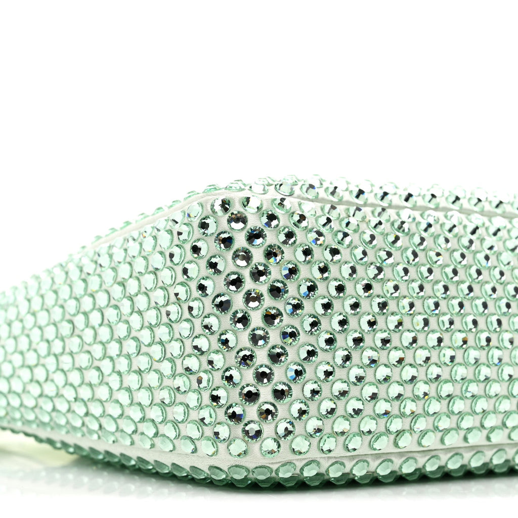 Satin Crystal Mini Re-Edition 2000 Bag Acqua