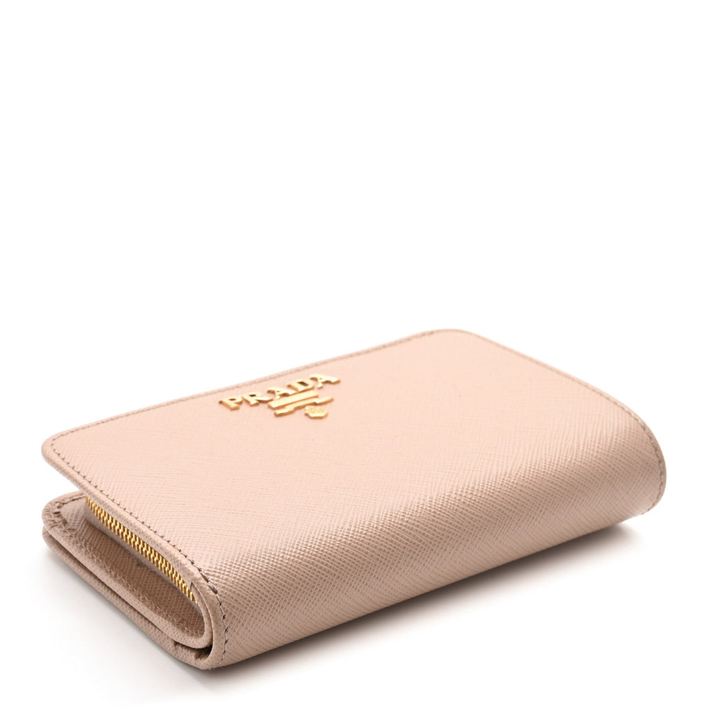 Saffiano Metal Compact Zip Around Wallet Cammeo